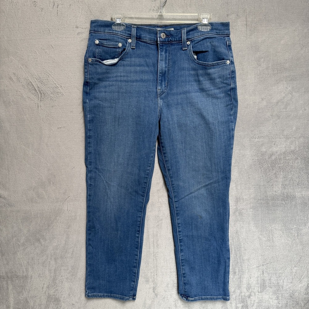 Levis 724 High Rise Straight Jeans Womens 32 Blue Medium Wash Ankle Denim